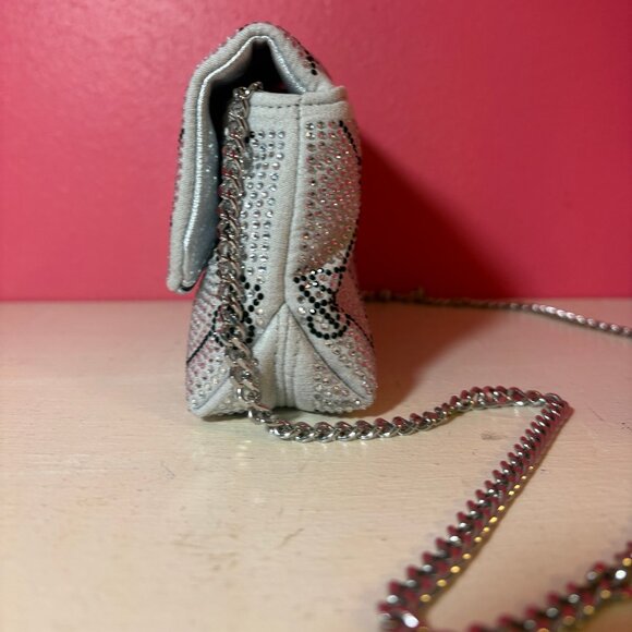 NWT Victoria's Secret Micro Silver Bling Crossbody Bag NEW Logo Print Party Fun - Picture 4 of 10